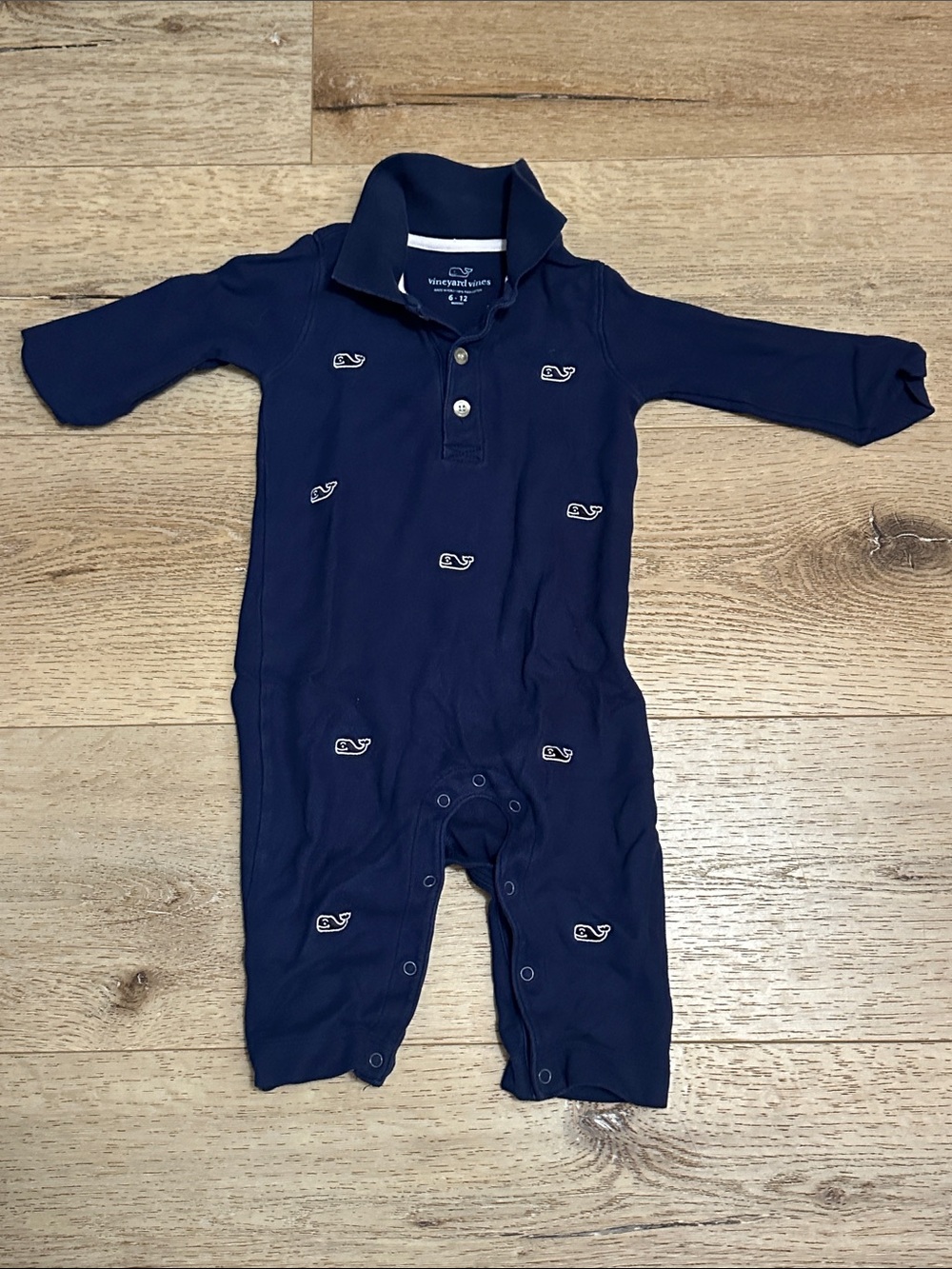 Vineyard Vines Navy Polo Whale Embroidered One-Piece